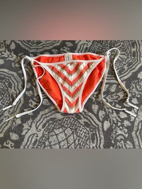 Seafolly Orange and White Chevron Bikini Bottoms US 6 AUS 10 Like- New 💦